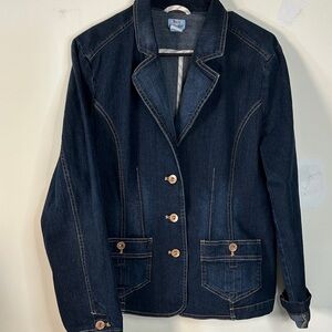 Women’s Bass Jeans Denim Dark Blue LS Jacket Tailored‎ Fit Size Large